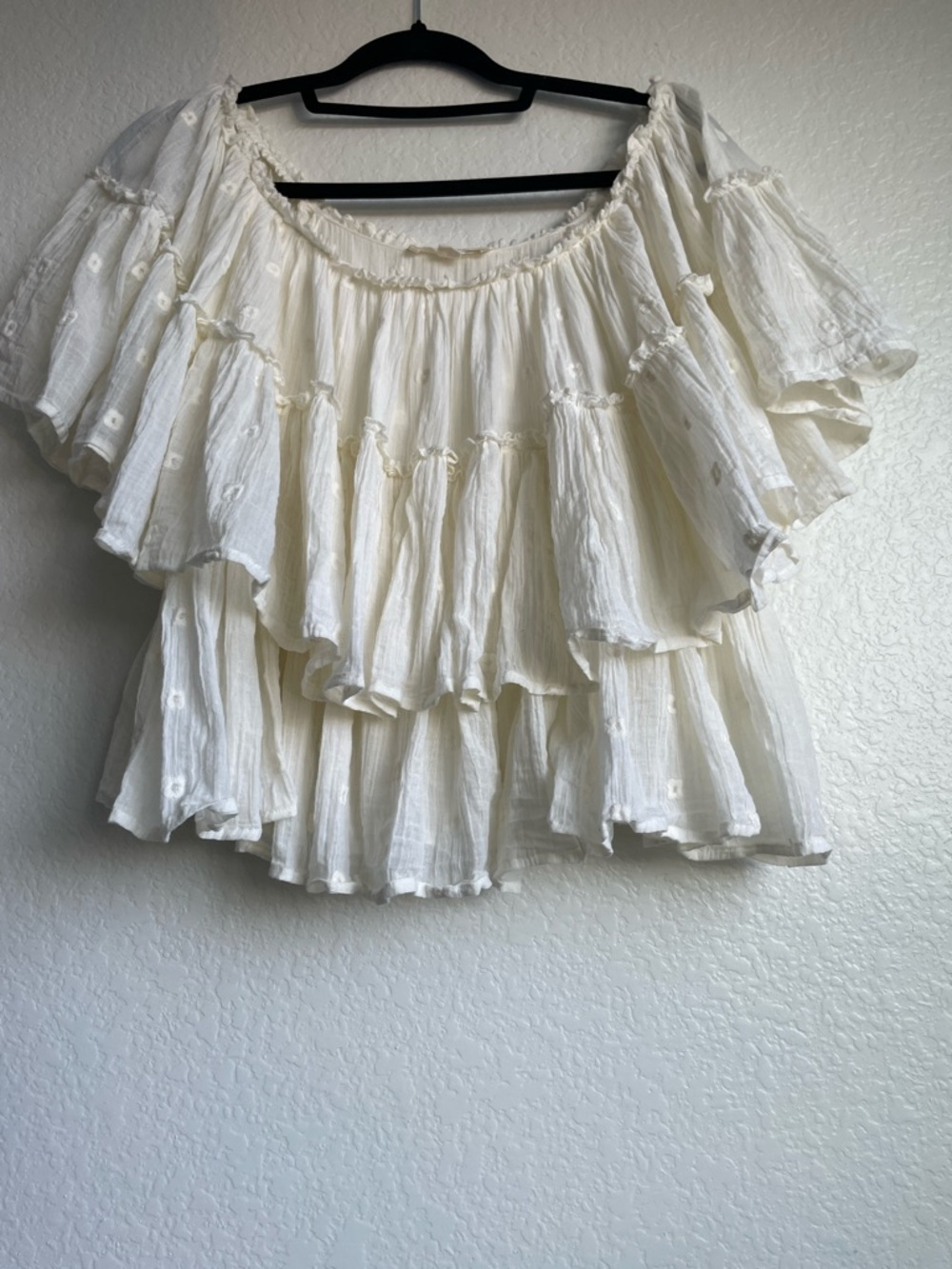 lovestitch Cream Layered Off-Shoulder Blouse - Picture 11 of 13